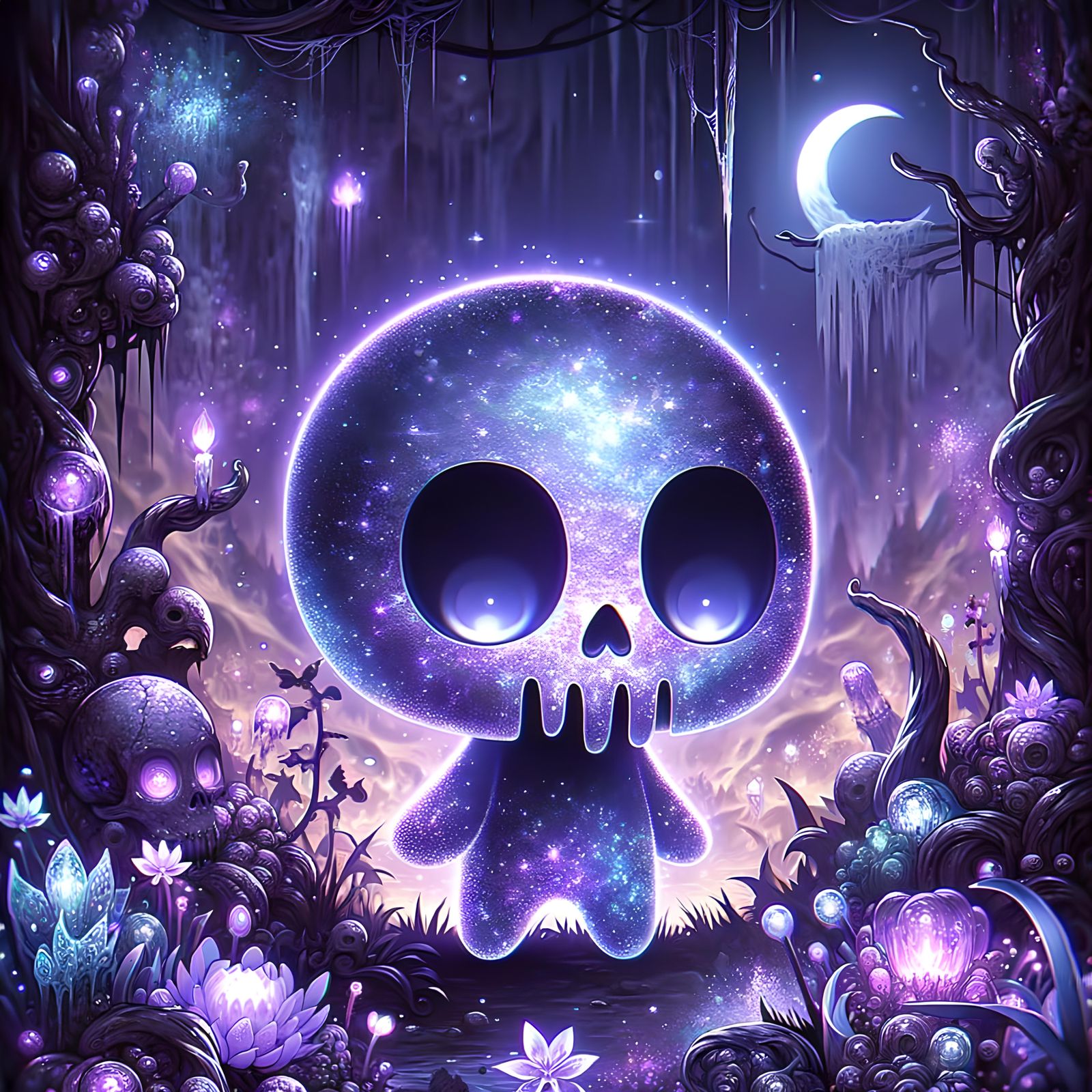 Cute Undead Chibi Creature in Fairycore Forest