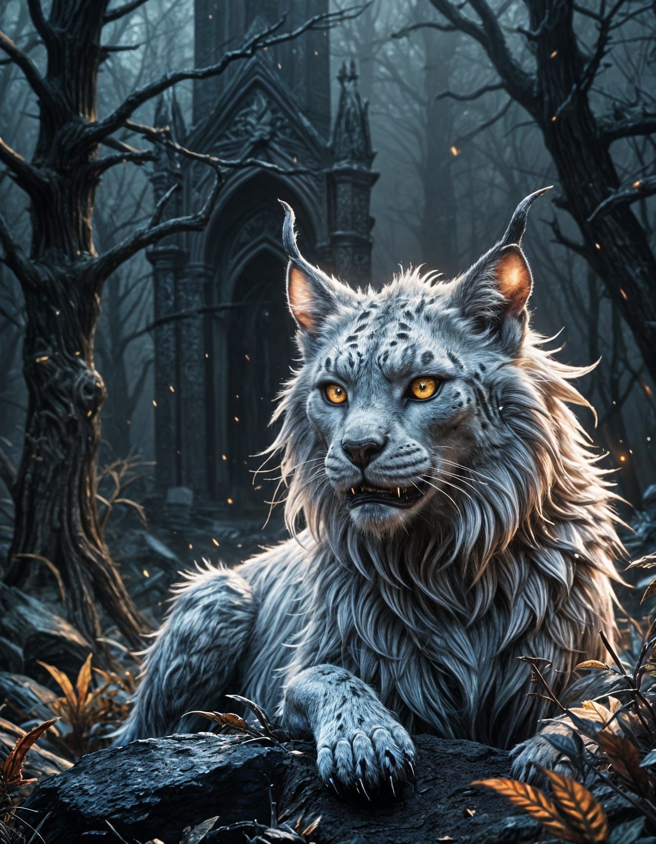Eldritch Wendigo Lynx: Dark Fantasy in Realistic Style