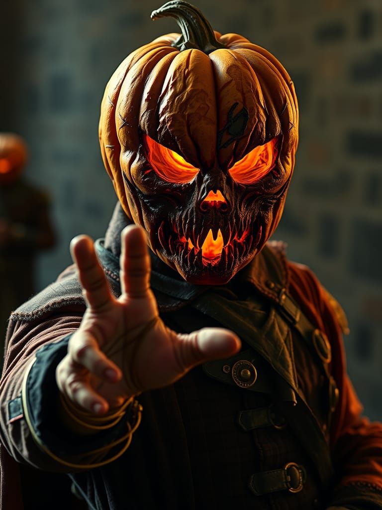 Ghostly Hessian Mercenary with Pumpkin Head