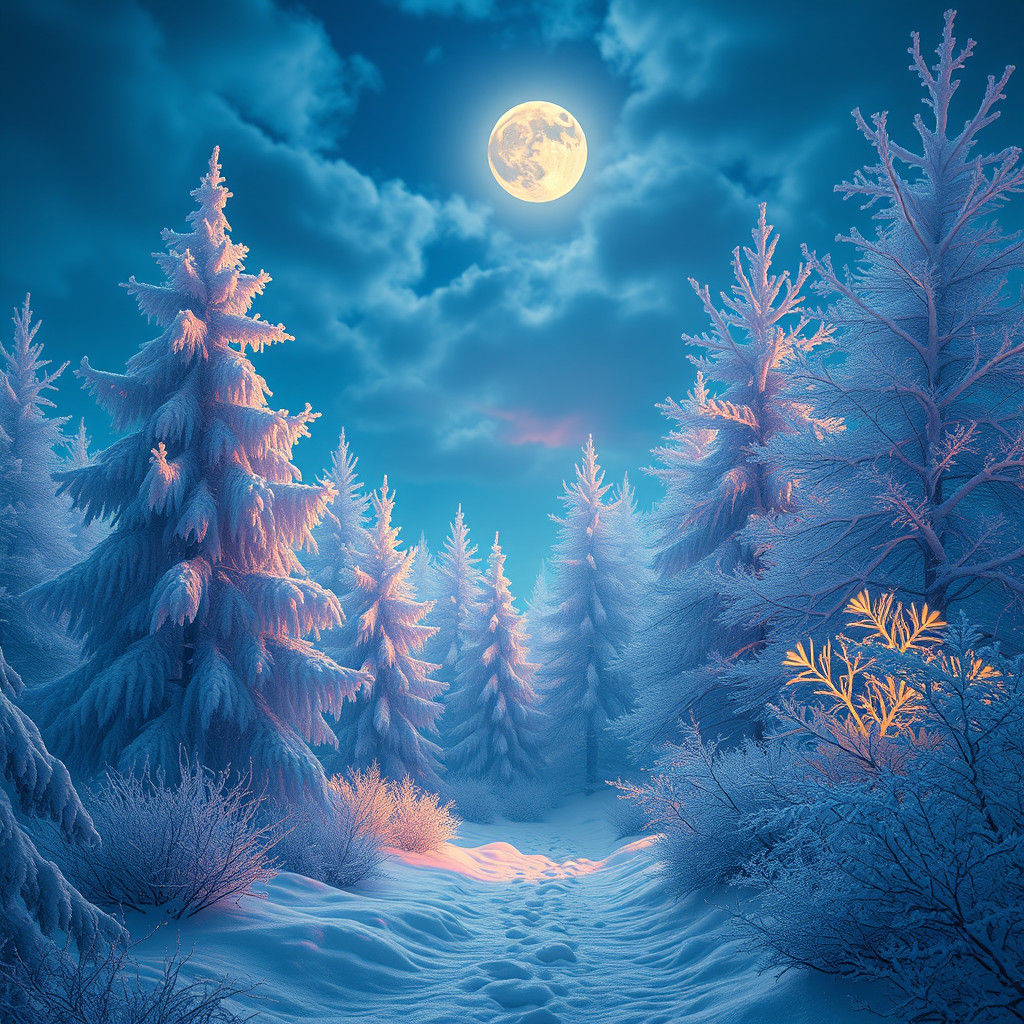 Mystical Winter Wonderland in Fantasy Concept Art Style