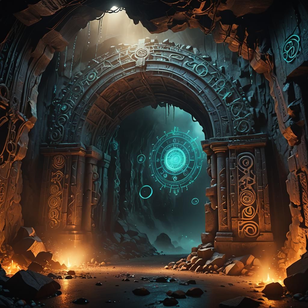 Mysterious Multidimensional Tunnel Portal in a Cavern