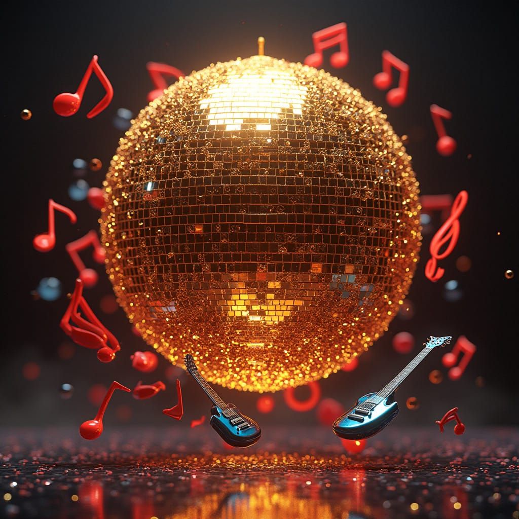 Vibrant Disco Ball Art in Fantasy Concept Style