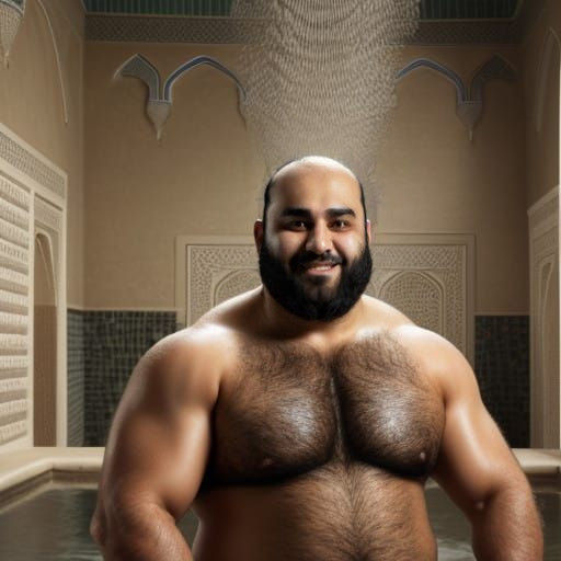 Ultrarealistic Portrait of a Saudi Man in a Traditional Bath...