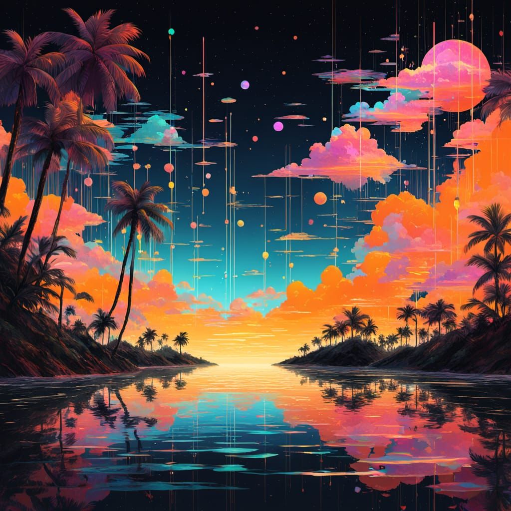 Ethereal Digital Constellations in Tropical Twilight
