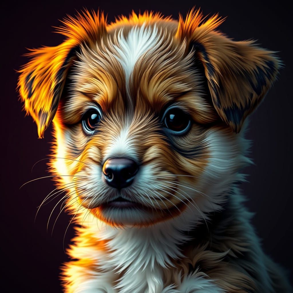 Surreal Puppy Portrait in Concept Art Style