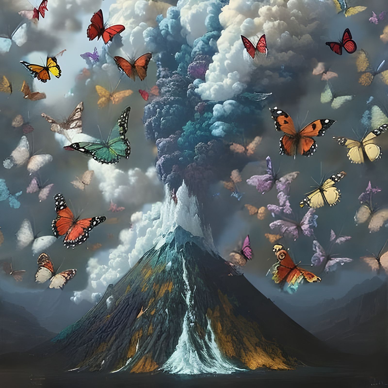 Colorful Butterfly Swarm Artwork