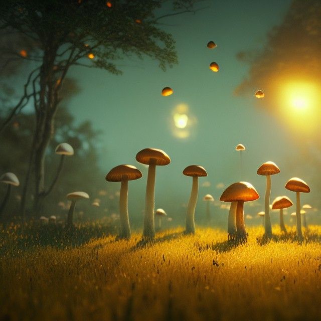 Astral Cosmic Mushrooms Release Spores: Detailed Matte Paint...