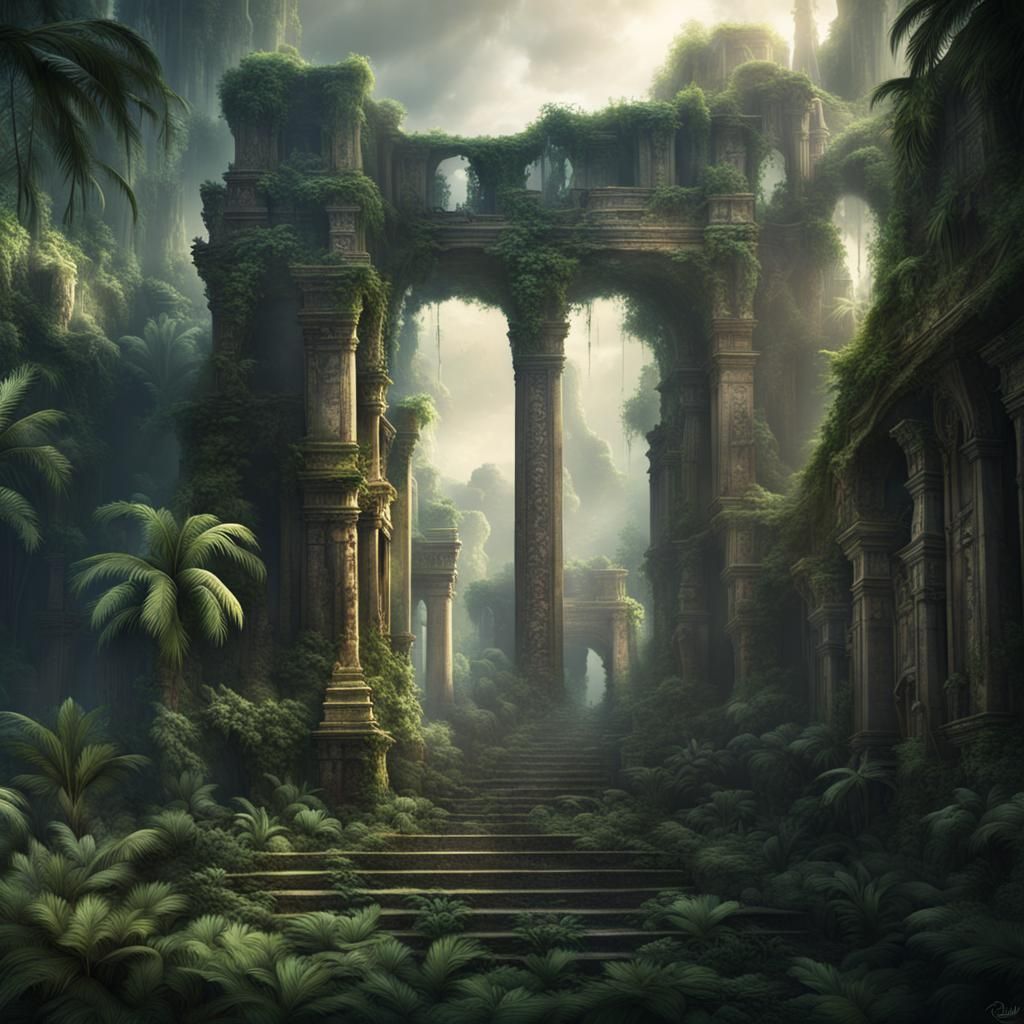 Jungle Ruins with Overgrown Vegetation