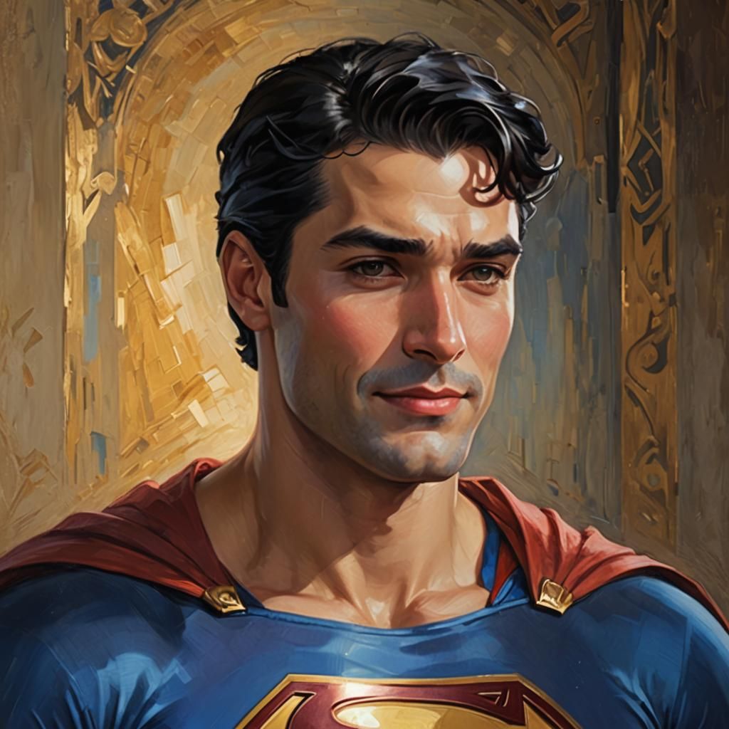 Bearded Superman Portrait in Art Nouveau Style