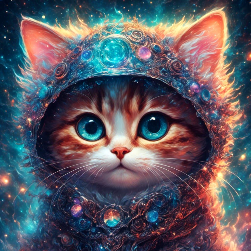 Cosmic Kitten: Holographic Illustration by Amaringo