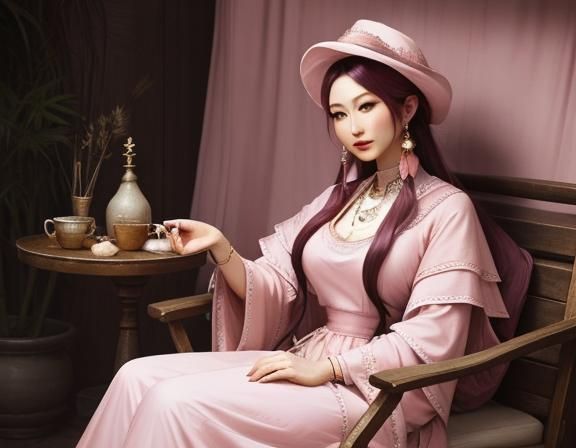 Elegant Fortune Teller in Soft Pink Palette