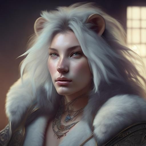 Blue Furred Lion Paladin Portrait