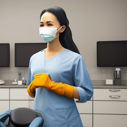 Female Dentist in Office: 3D Rendered Graphics