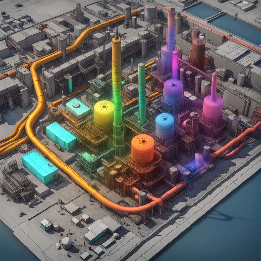 Color-Coded Futurepunk Fusion Power Plant 3D Map