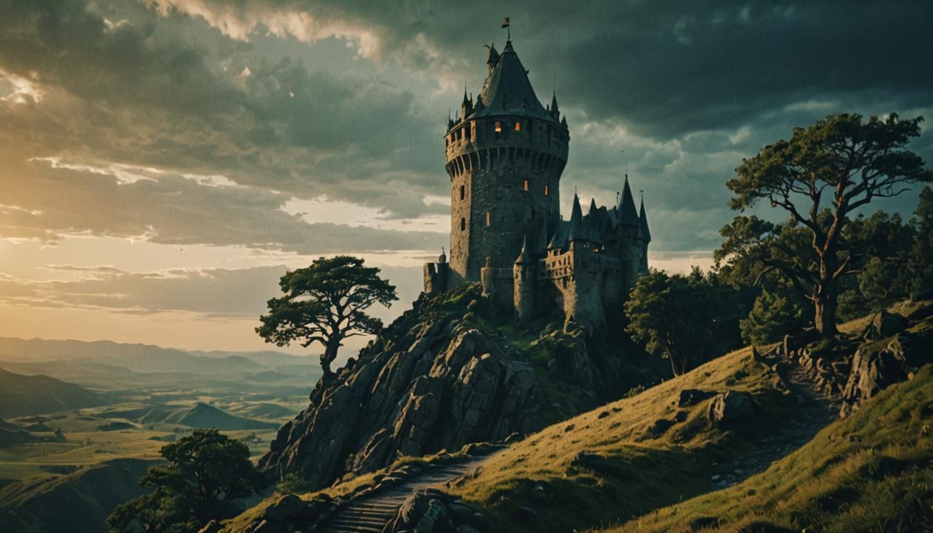 Dramatic Wizard's Tower in Cinematic Style