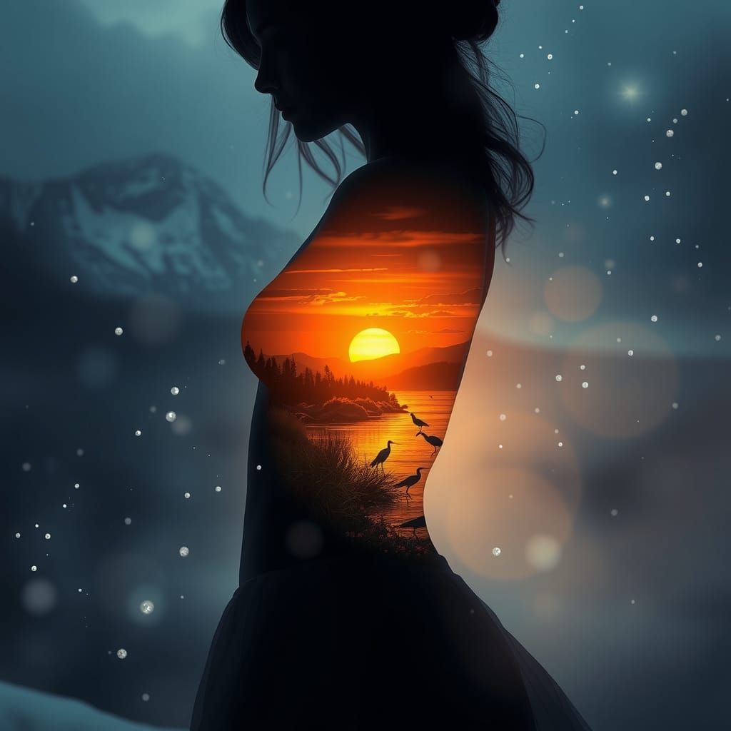 Surreal Silhouette: Winter Meets Summer's Warmth