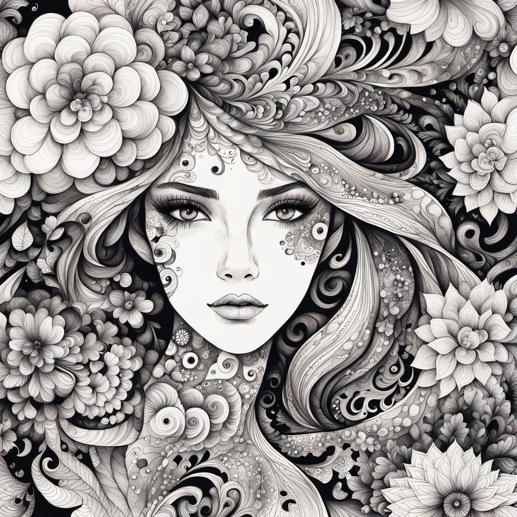 Aesthetic Watercolour: Black Teenage Girl with Flowers