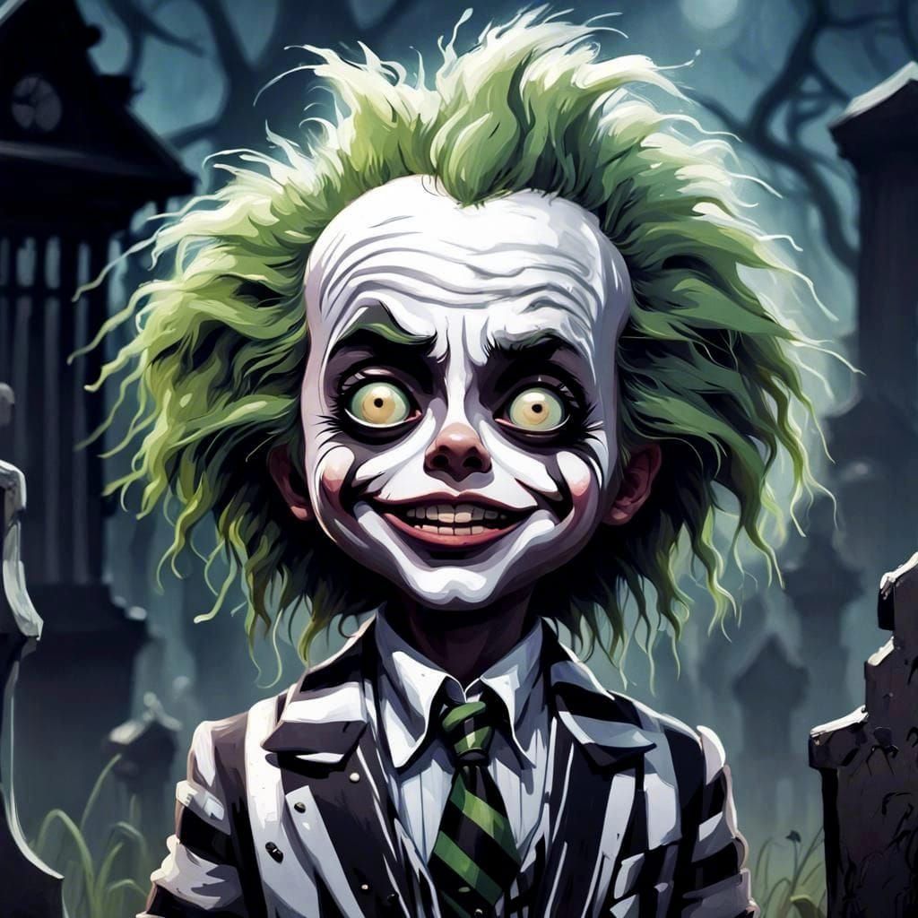 Chibi Beetlejuice Portrait in Graffiti Art Style