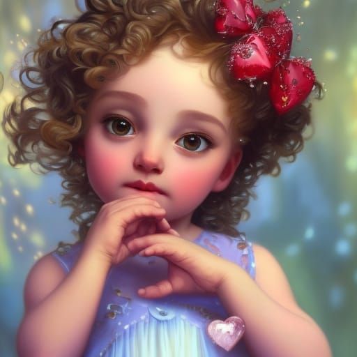 Baby with Hearts: Fantasy Art in 8K Resolution