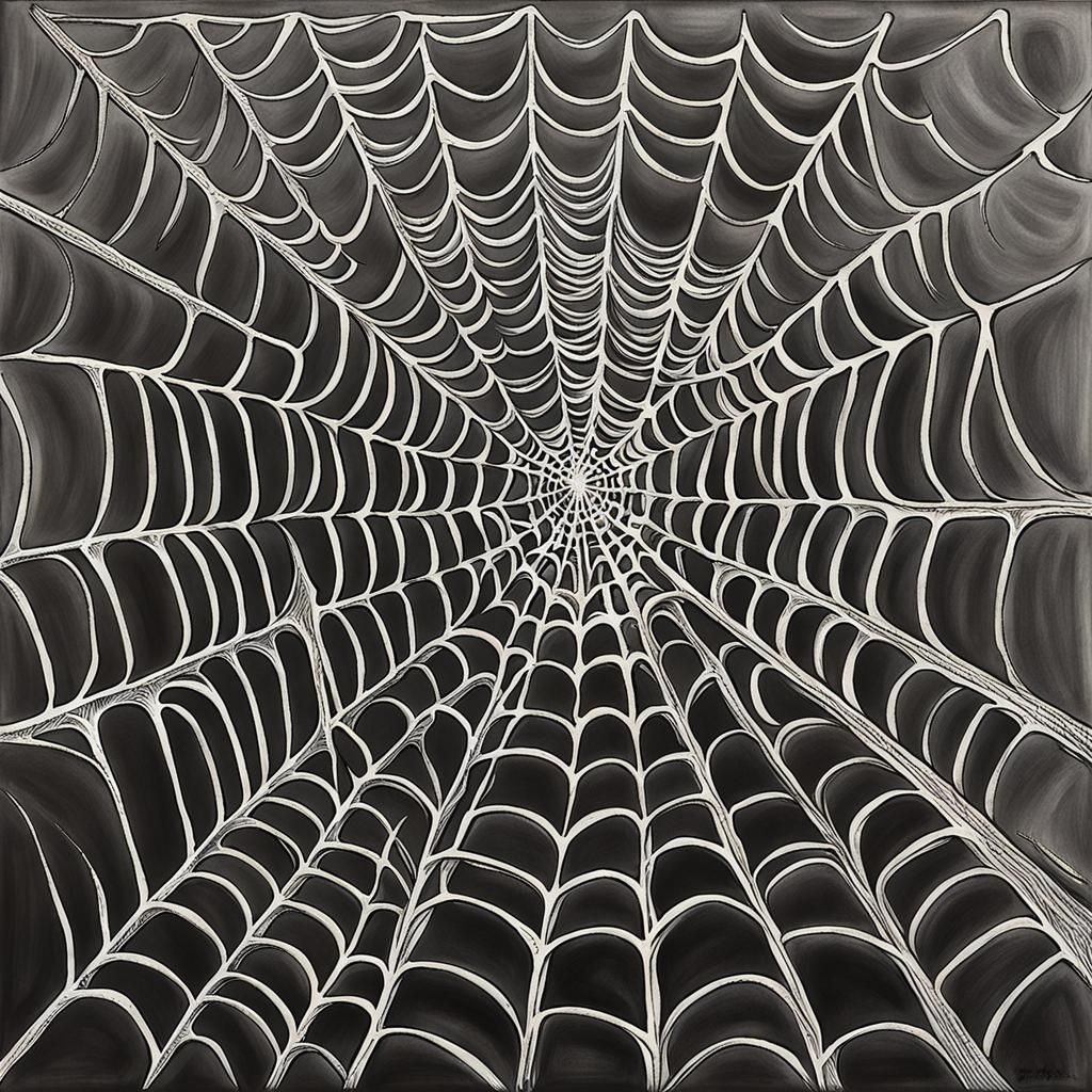 Hyperdetailed Charcoal Drawing of a Spider and Web