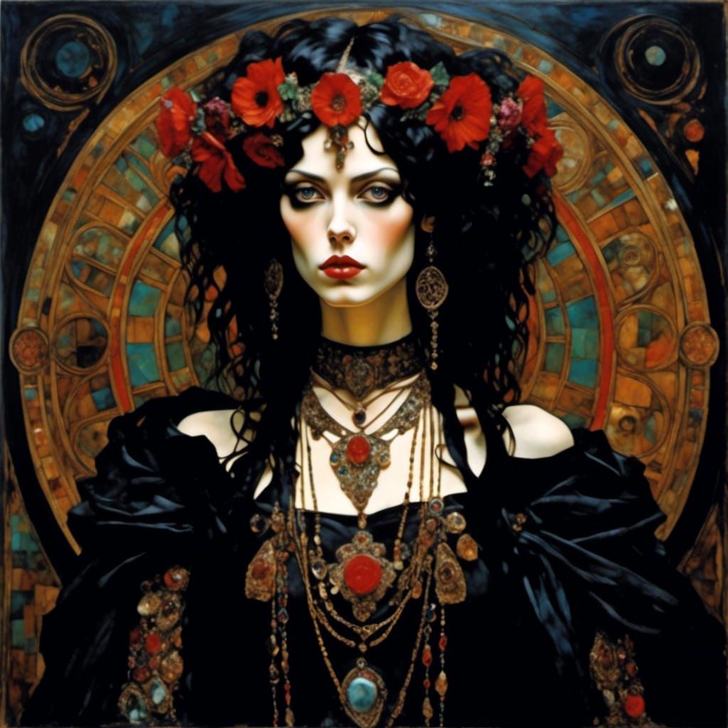 Bohemian Gothic Princess in Pre-Raphaelite Style