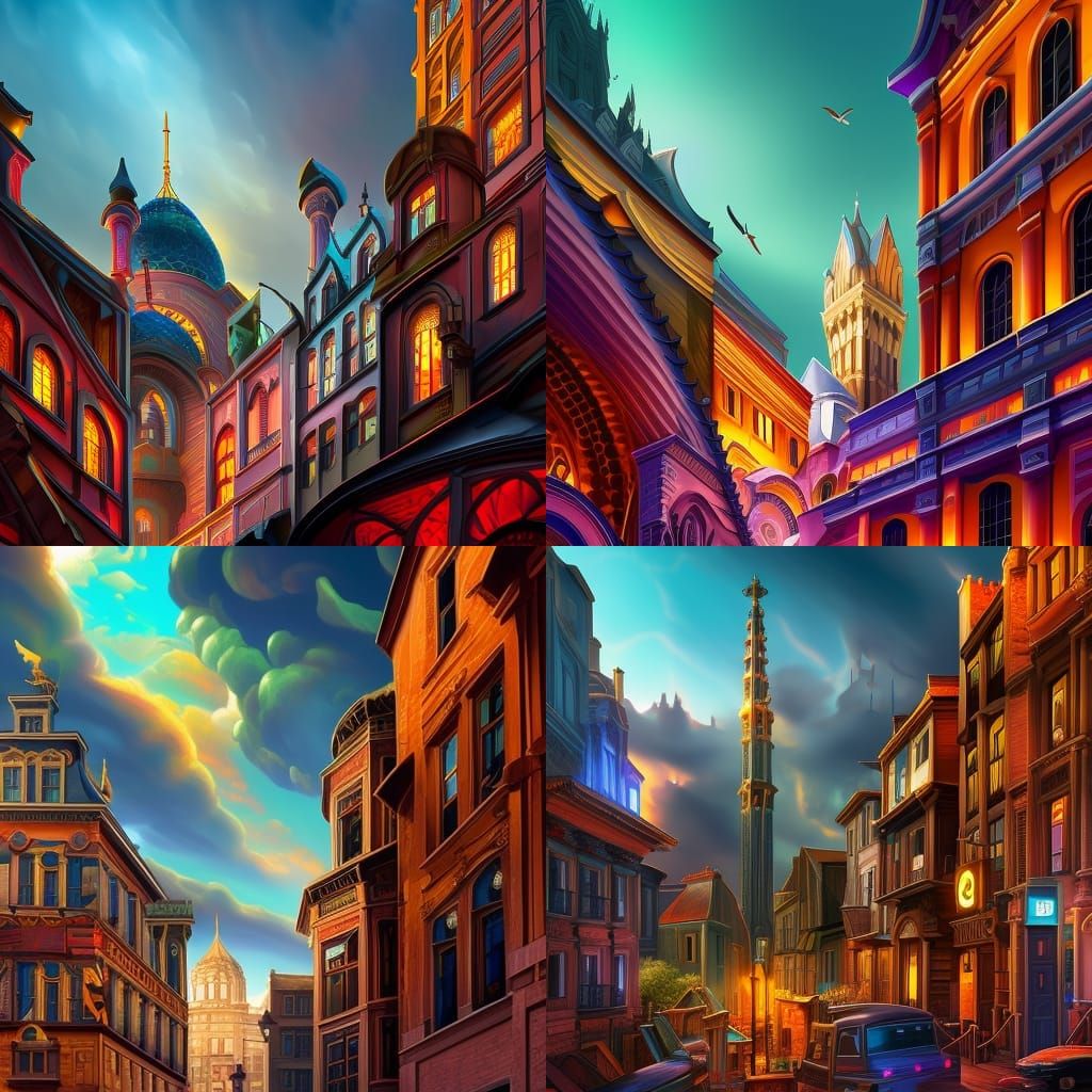 Stained Glass Skyscraper in Digital Landscape Art