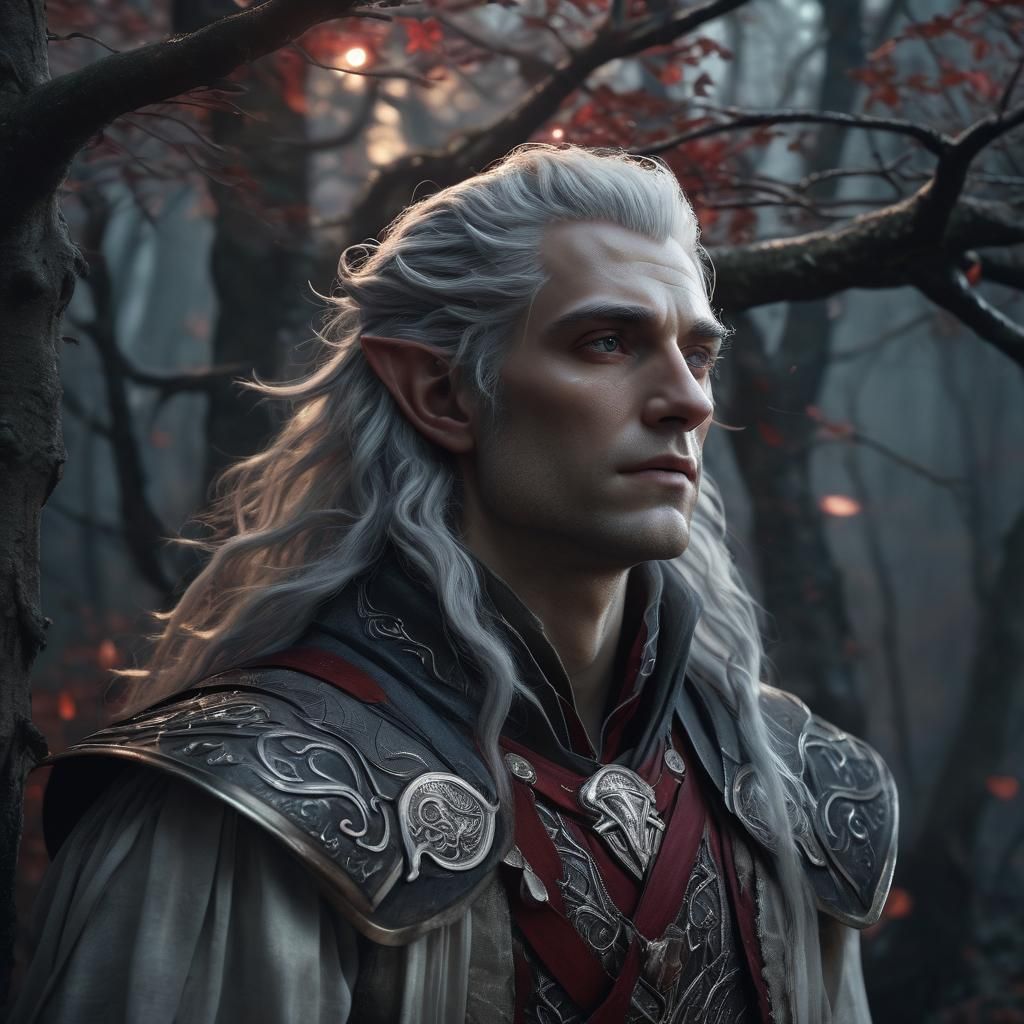 Moonlit Elf in Forest: Fantasy Realism