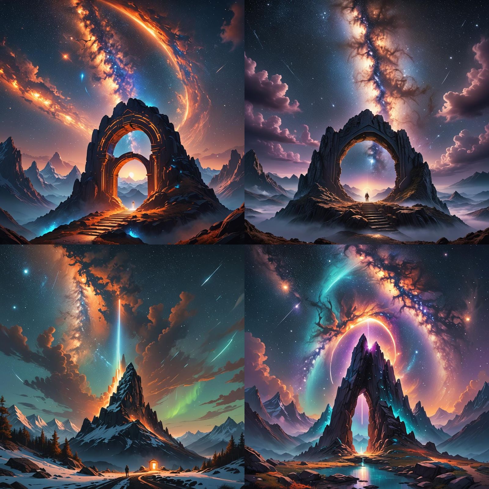 Mountain Portal Opens to Starry Night Sky