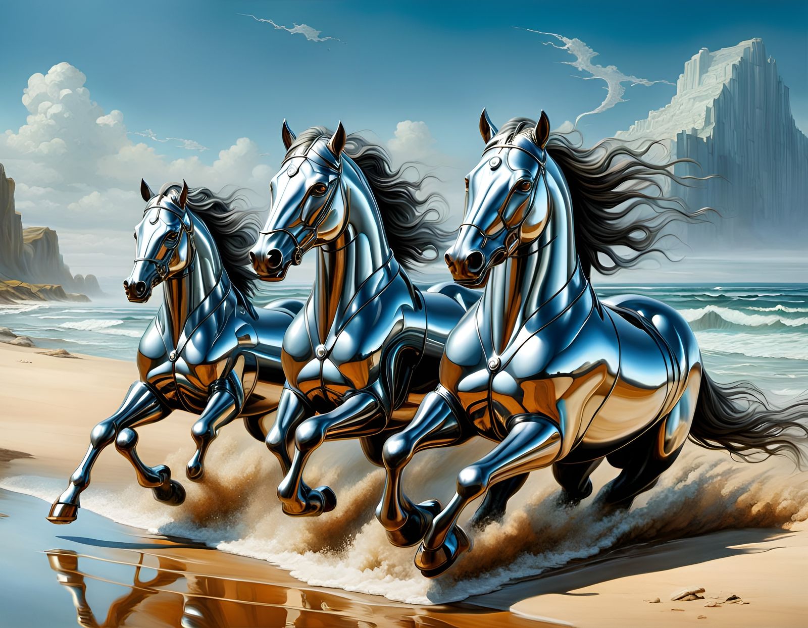 Chrome Stallions Racing: A Metallic Biomechanical Masterpiec...