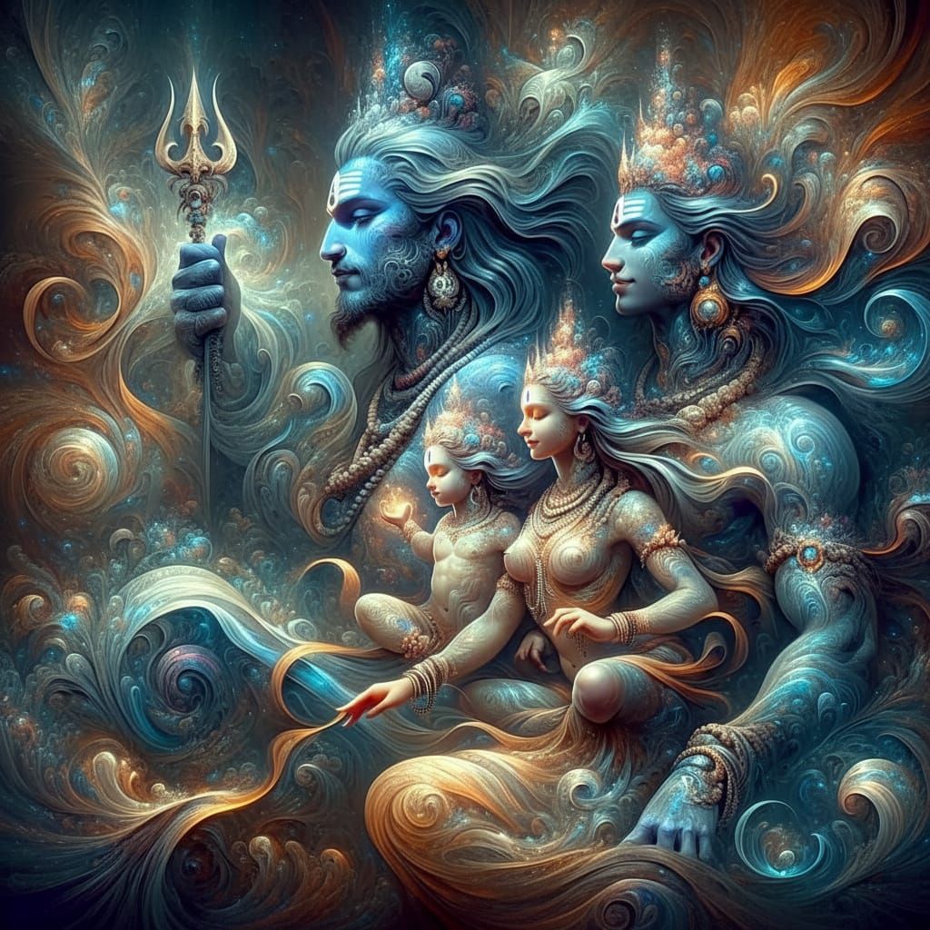 Divine Family in Fantasy Concept Art Style