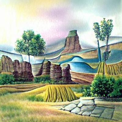 Idyllic Landscape in the Style of Kincaid