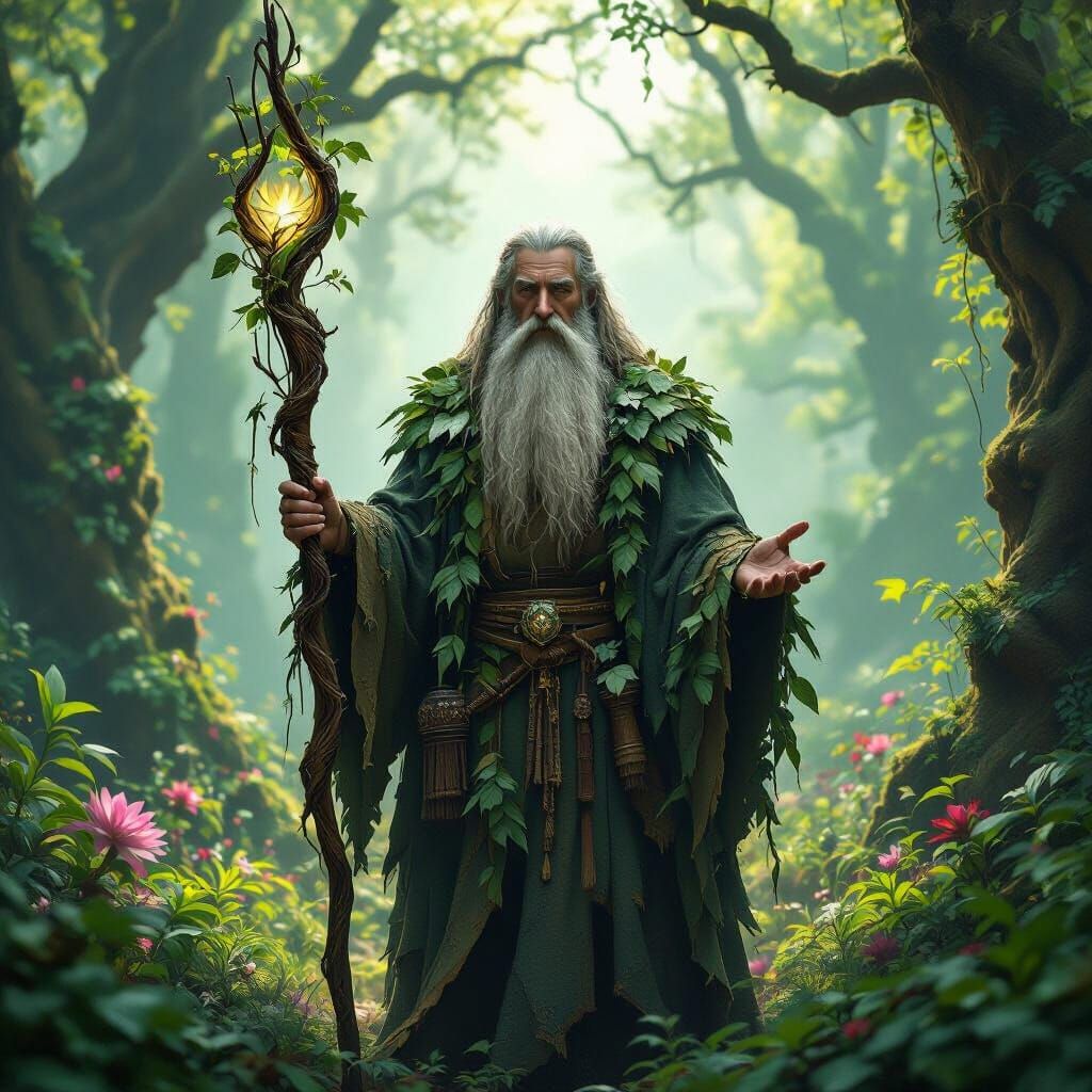 Druid in Ancient Forest: Digital Matte Painting