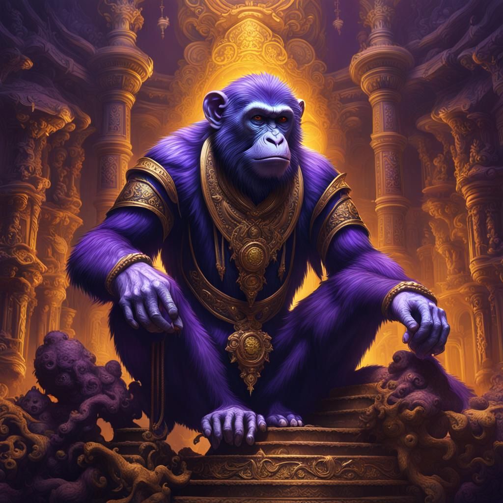 Monkey in Dark Fantasy Style, Detailed 8K Art