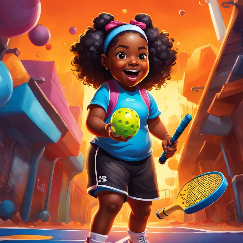 Girl Playing Pickleball: Graffiti Art Style