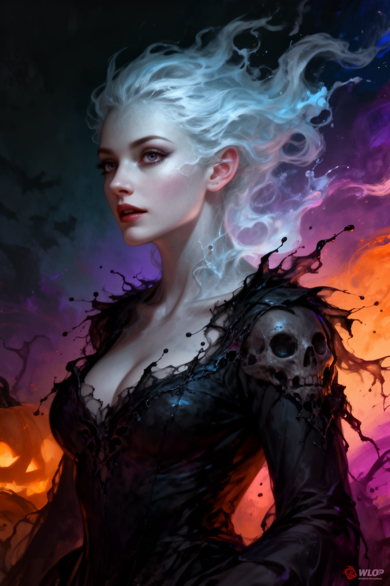 Halloween Ghost Lady Vanessa Portrait in Concept Art Style