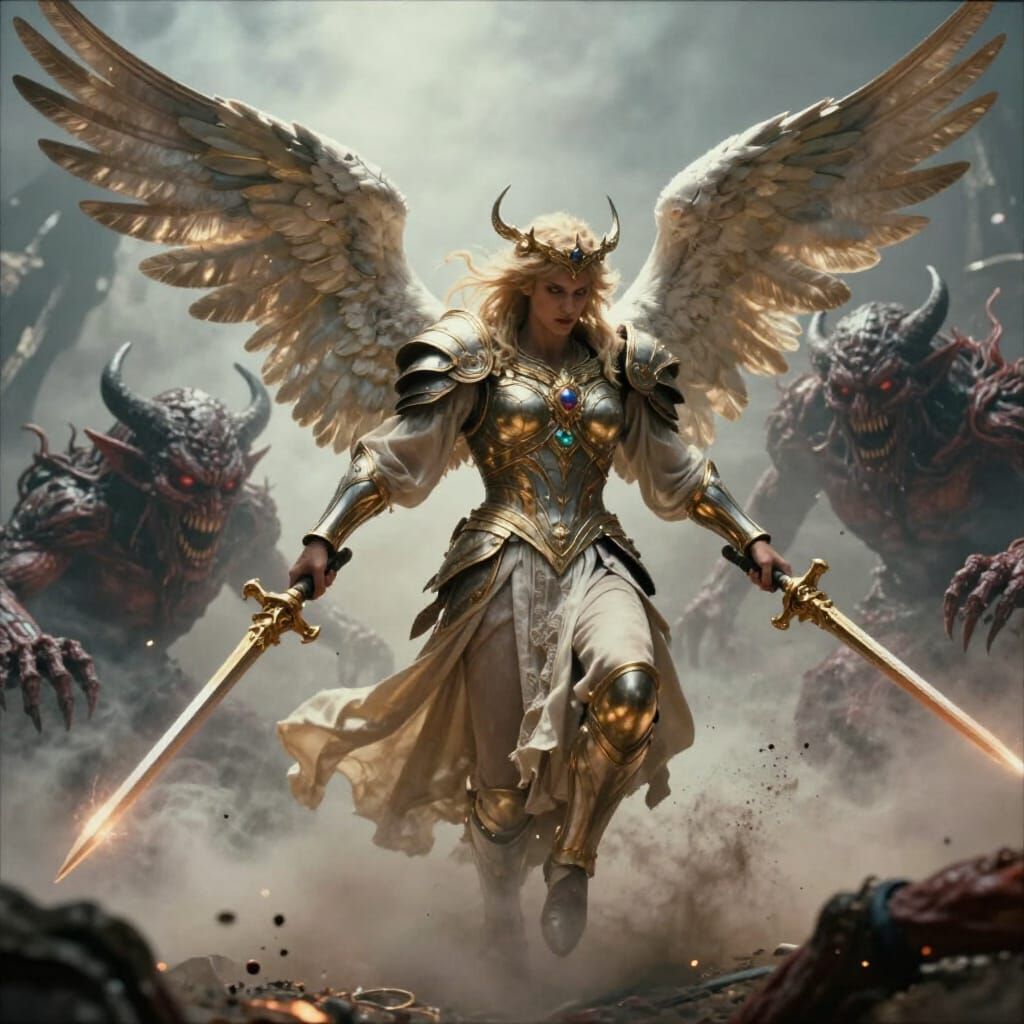 Angel Destroys Demon in Epic Cinematic Battle