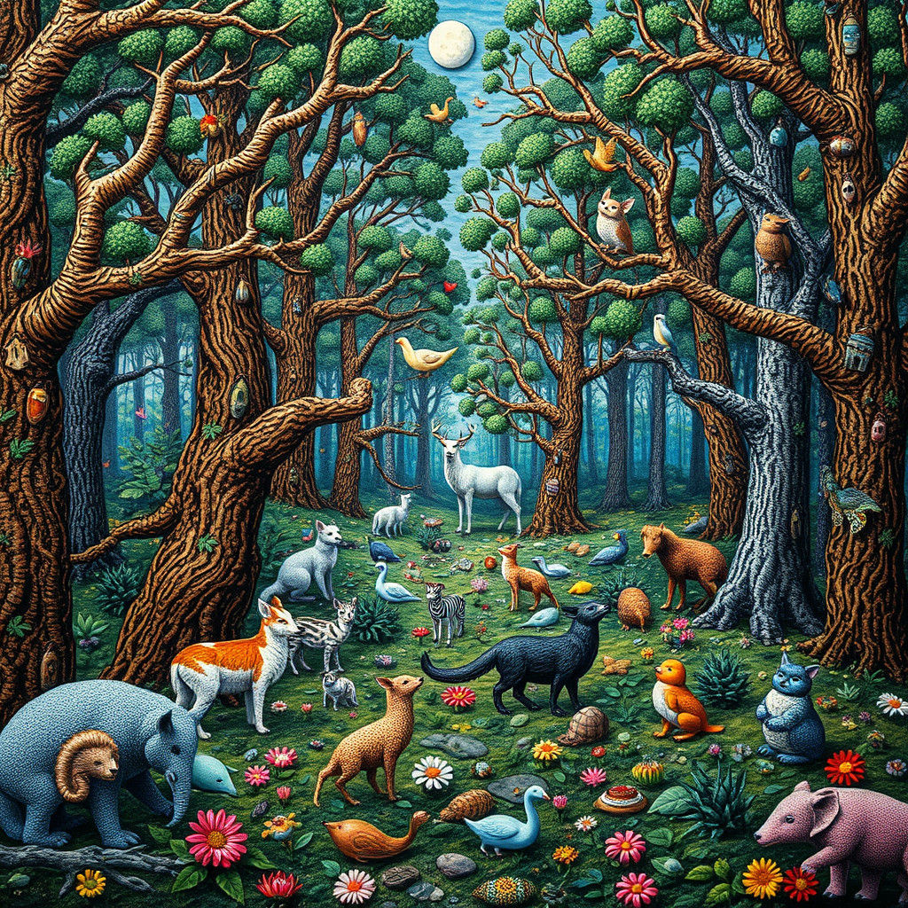 Maximalist Fairy Tale Forest with Animals
