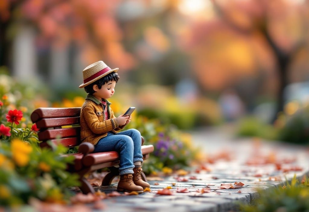 Miniature Semisculpture in Park: Macro Lens Photo