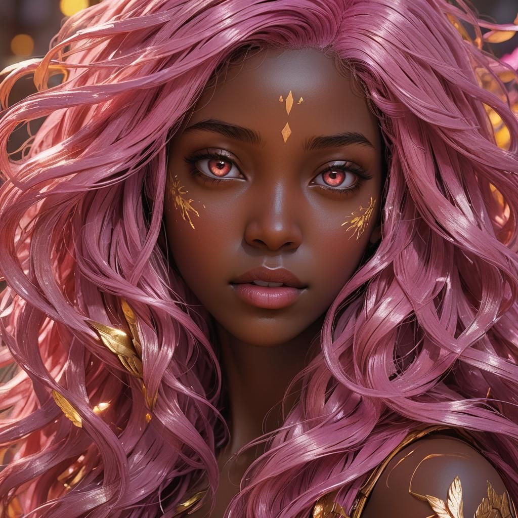 Anime Portrait of Woman with Golden Wings