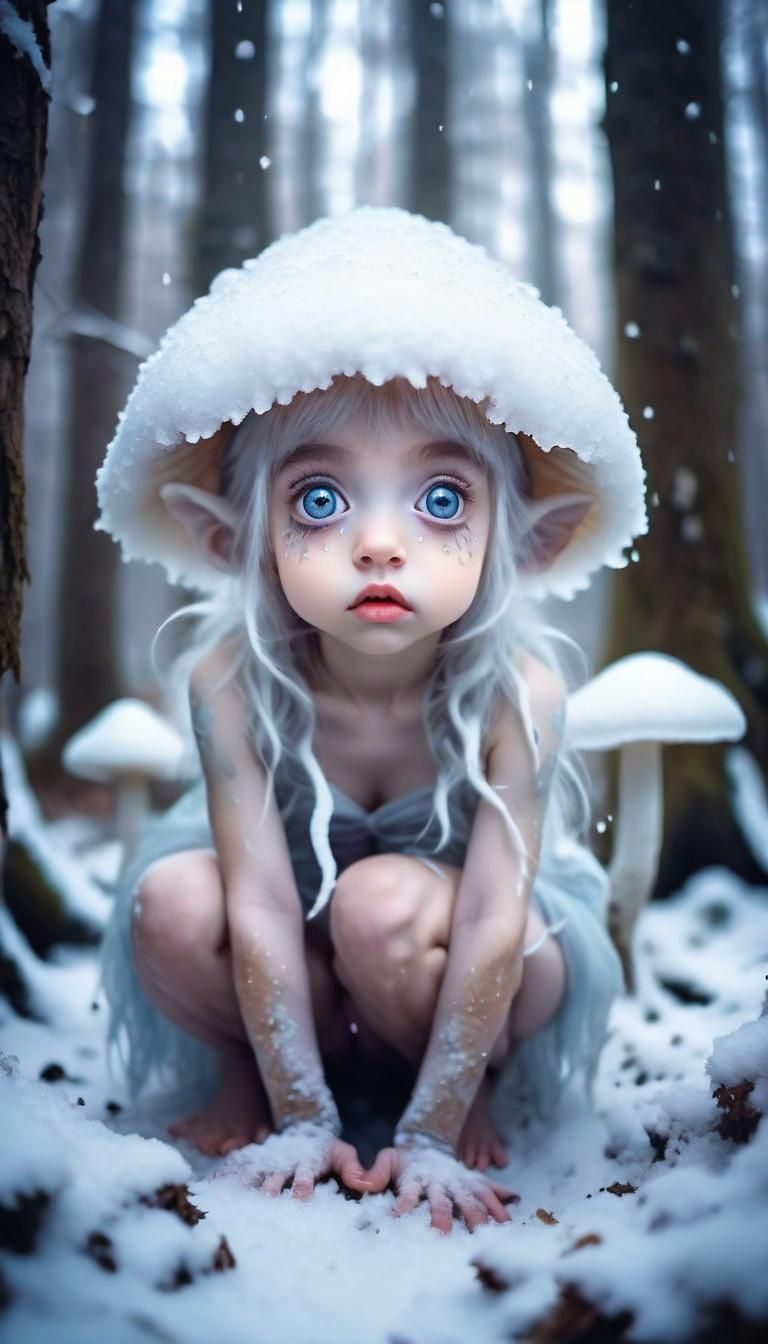 Enchanted Snow Nymph in Fantasy Forest