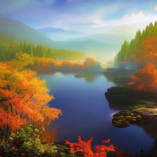 Surreal Melting Clock Amidst Changing Seasons