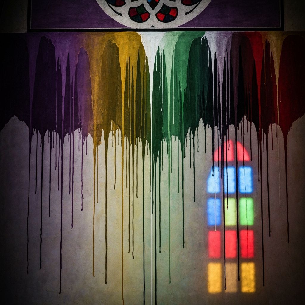 Abstract Fresco on Monastery Wall with Gradients