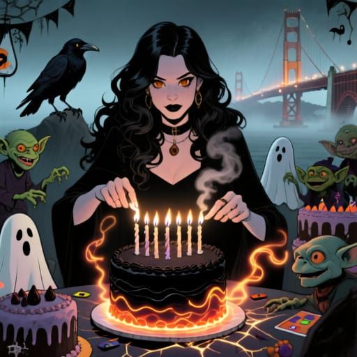 Witch Raven Celebrates Birthday with Spooky Haunted Party