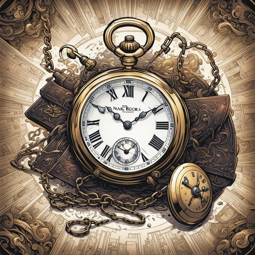 Pocket Watch in Comic Book Art Style