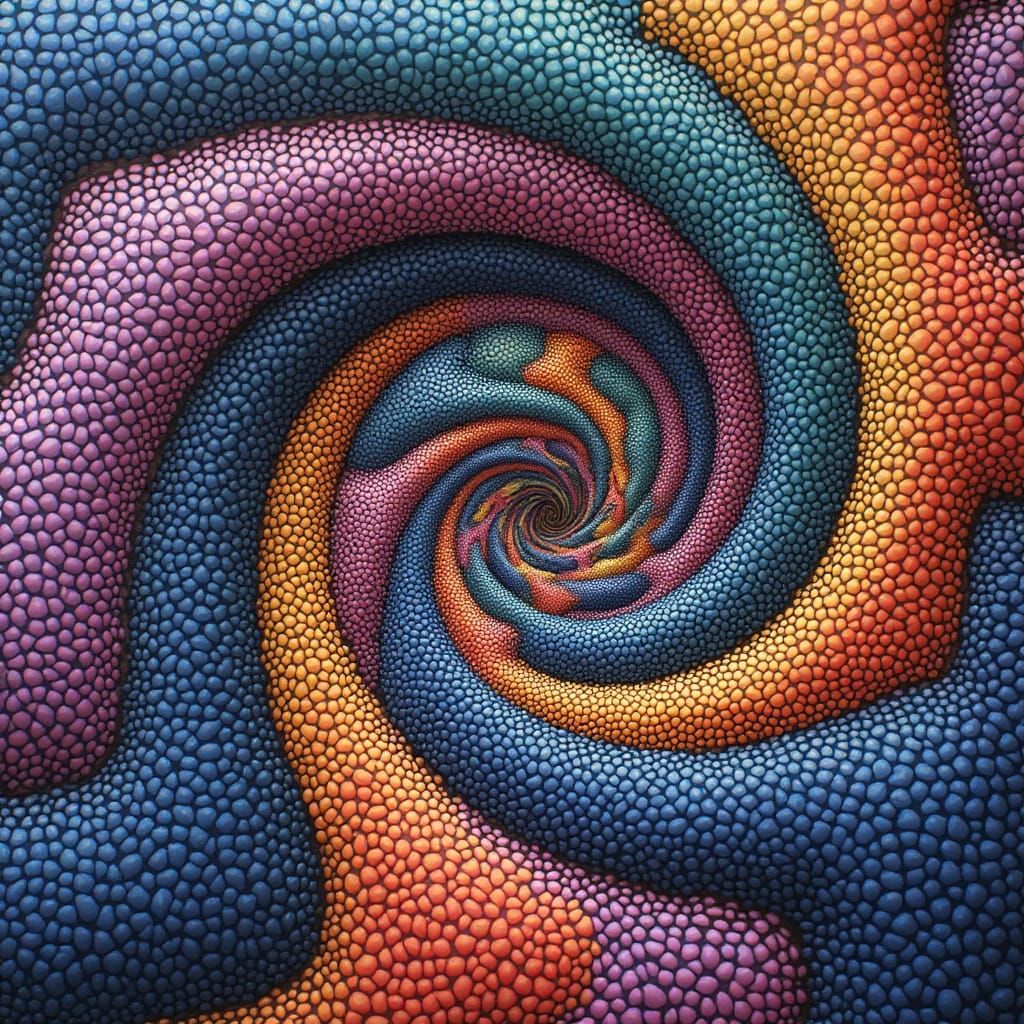 Vibrant Swirling Fractal Patterns with 3D Shading