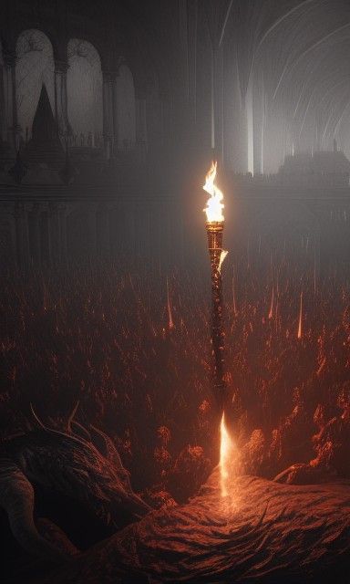 Dark King Horde with Torches in Digital Illustration