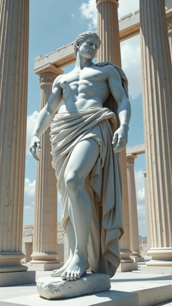 Classical Roman Warrior in White Marble
