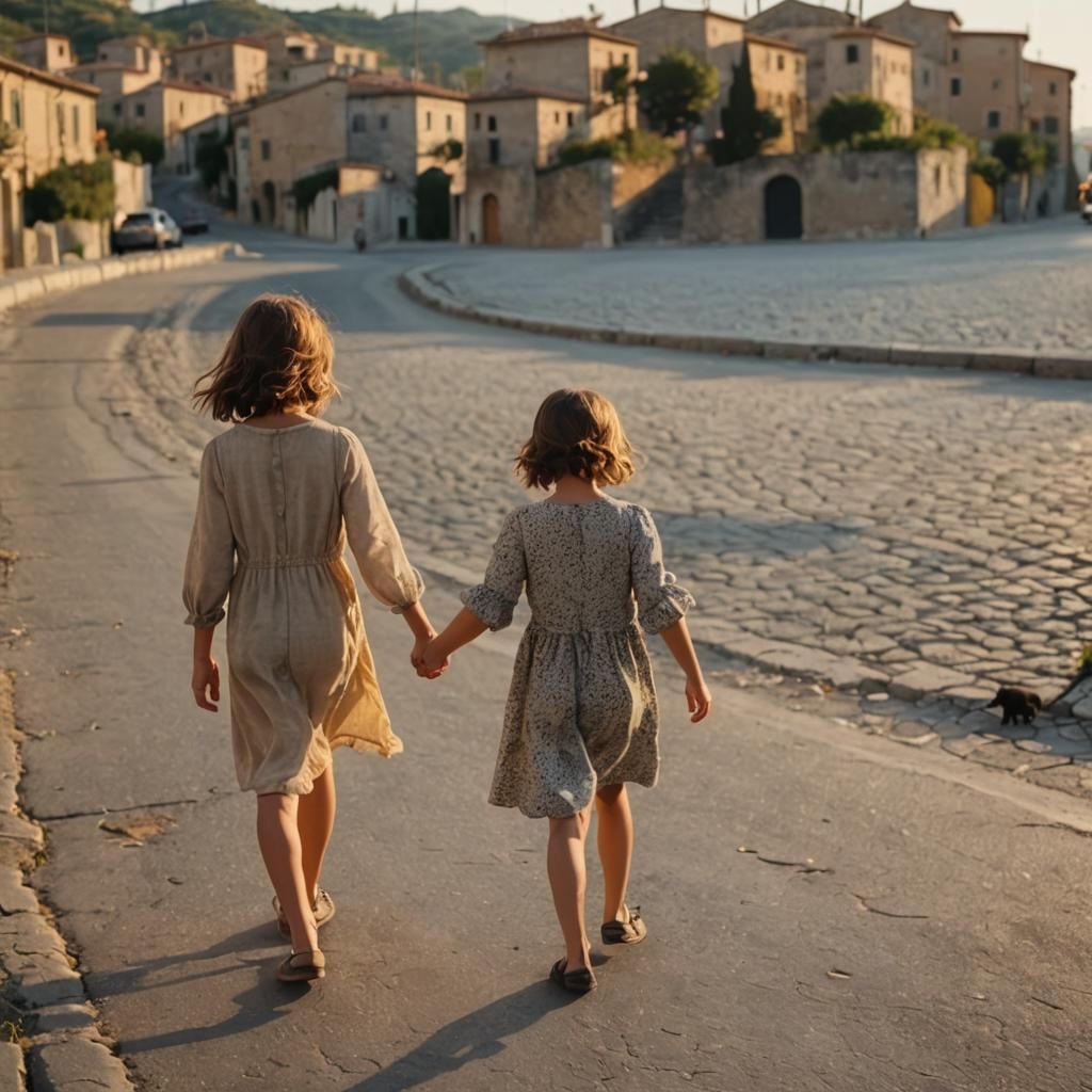 Girl with Kitten in Italian Town: Cinematic Photography