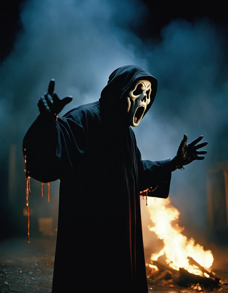 Hyperrealistic Ghostface Portrait in Cinematic Lighting