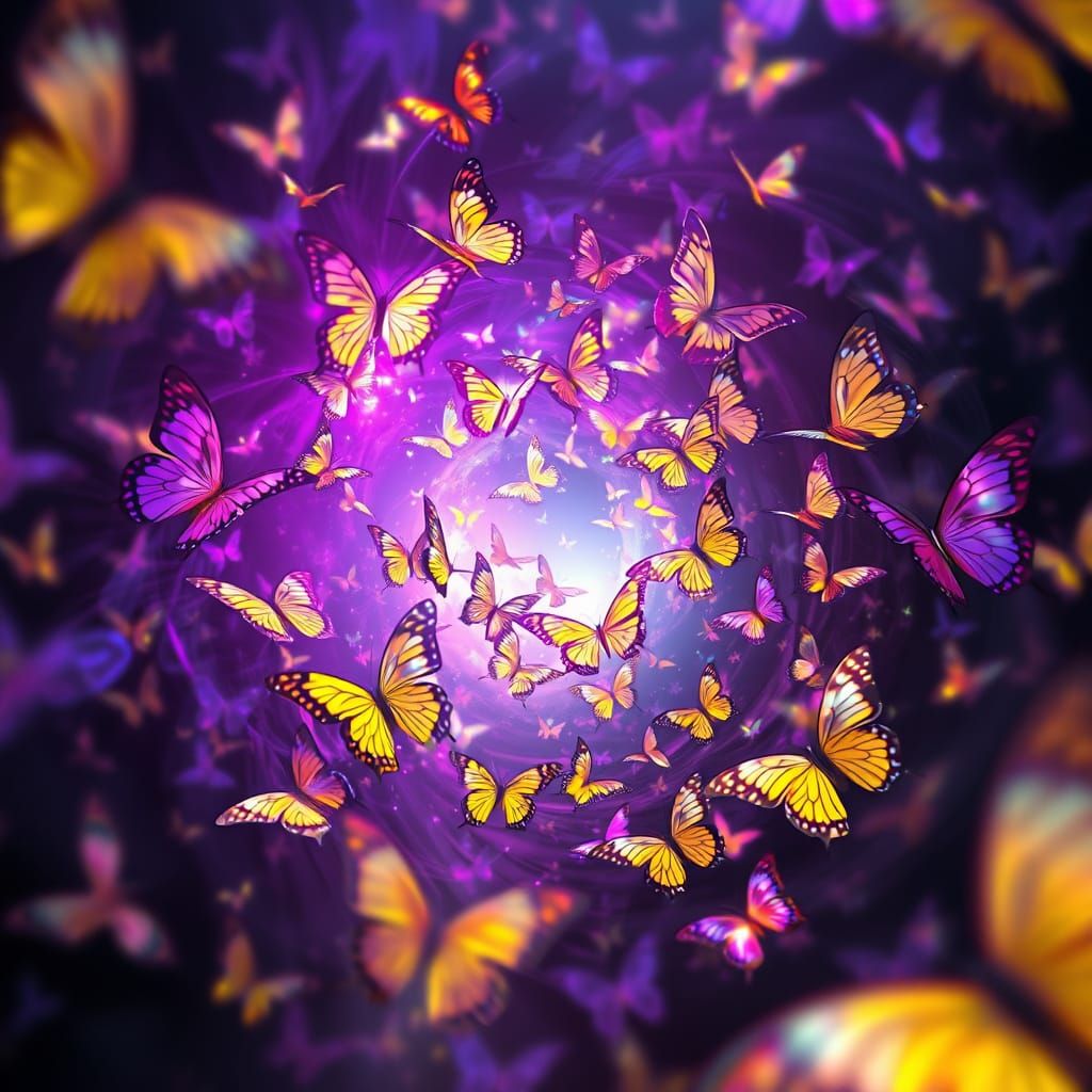 Iridescent Butterflies in Dark Fantasy Landscapes